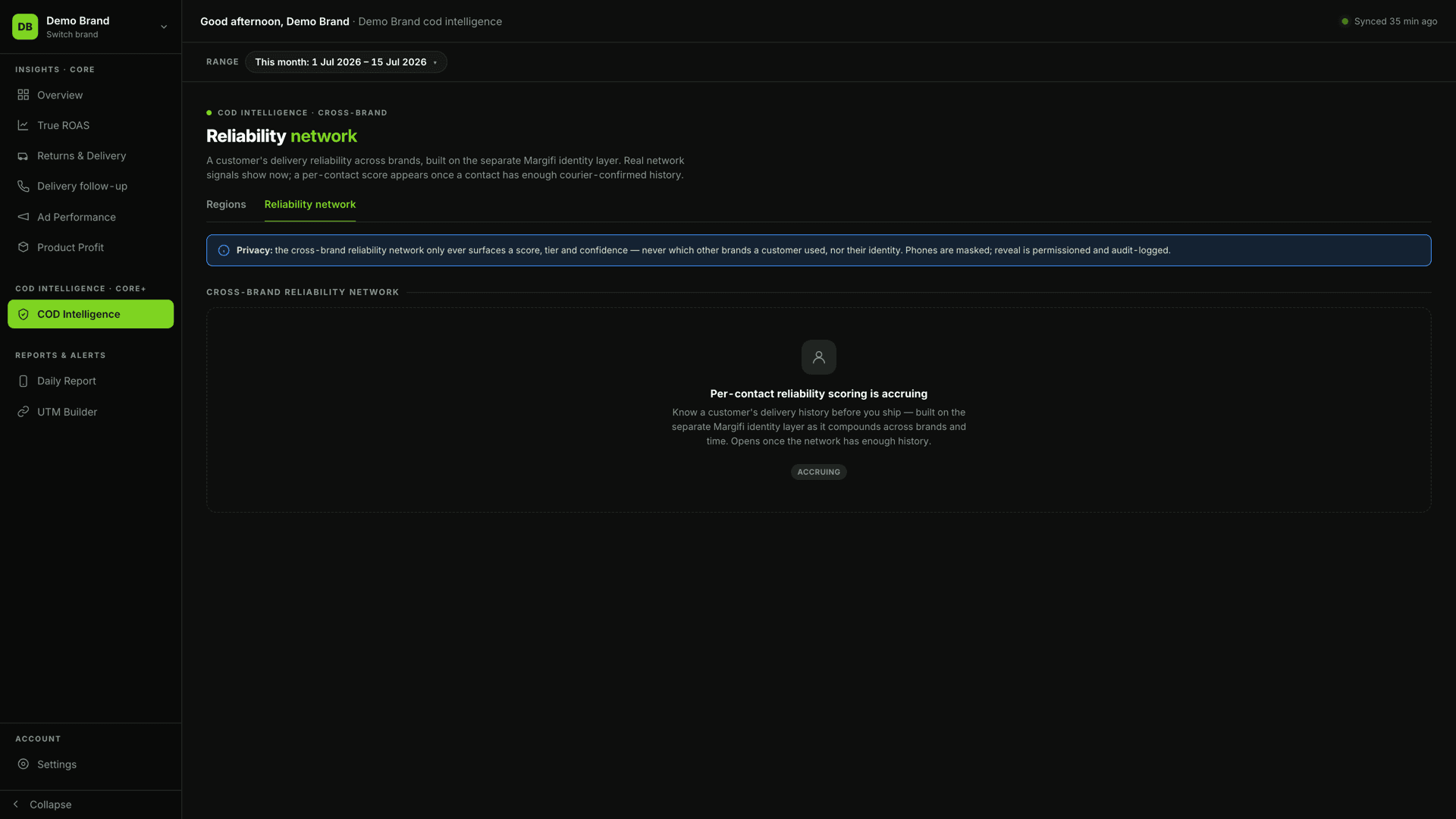 Cross-brand COD reliability network